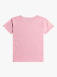 Roxy Kids' Organic Cotton Floral Heart Short Sleeve T-Shirt, Prism Pink