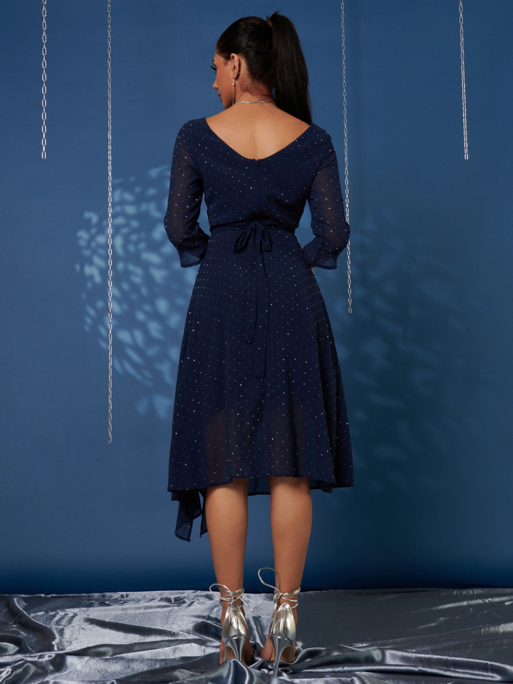 Buy Jolie Moi Diamante Chiffon Midi Dress Online at johnlewis.com