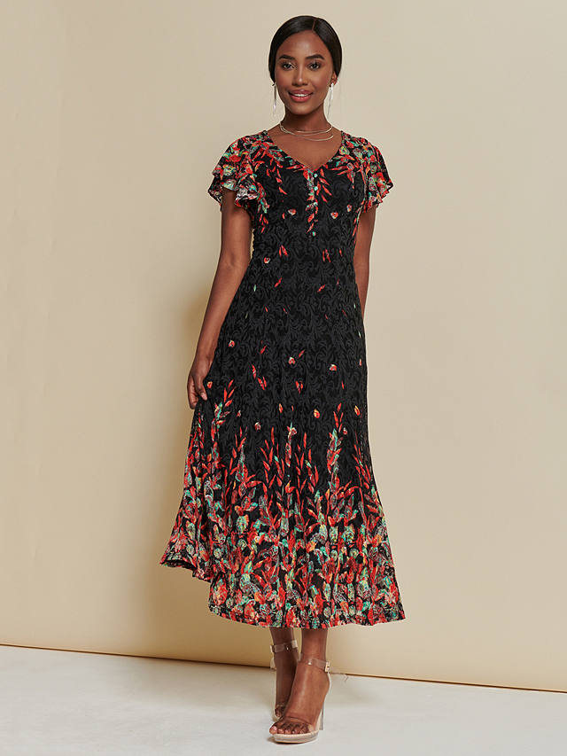 Jolie Moi Mirrored Lace Maxi Dress, Red/Multi
