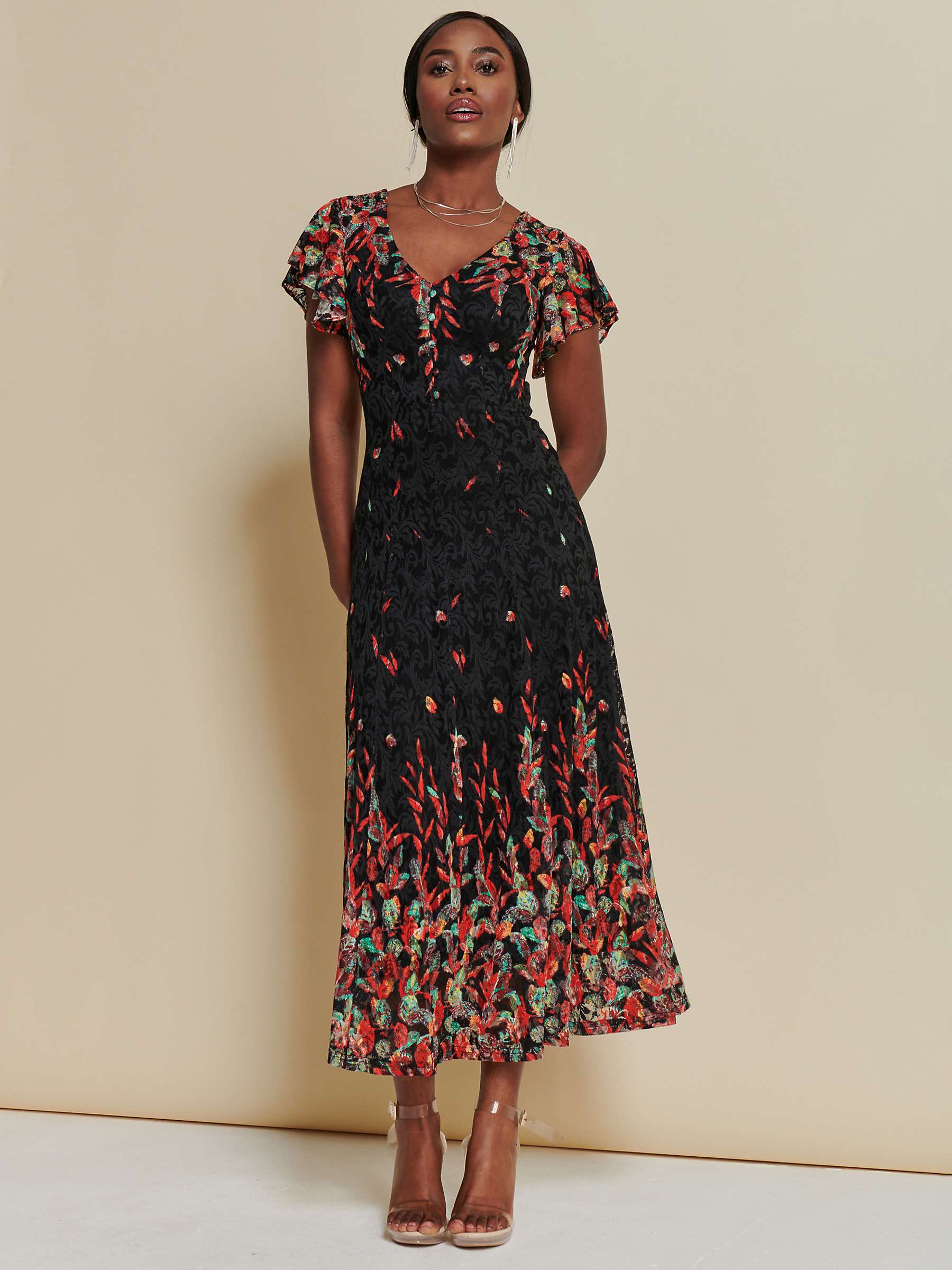 Buy Jolie Moi Mirrored Lace Maxi Dress, Red/Multi Online at johnlewis.com