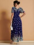 Jolie Moi Angel Sleeve Print Jersey Midi Dress, Blue