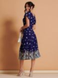 Jolie Moi Mesh Floral Print Midi Dress, Blue