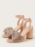 Monsoon Shimmer Fabric Bow Sandals, Nude