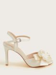 Monsoon Satin Corsage Stiletto Sandals, Ivory