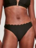 Monsoon Una Scallop Trim Textured Bikini Bottoms, Black