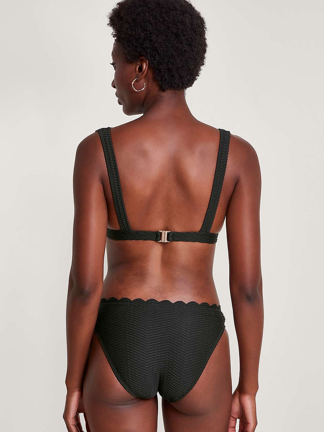 Buy Monsoon Una Scallop Trim Textured Bikini Bottoms, Black Online at johnlewis.com