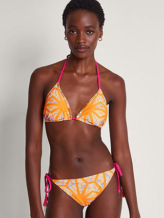 Monsoon Santiago Abstract Print Triangle Bikini Top, Orange