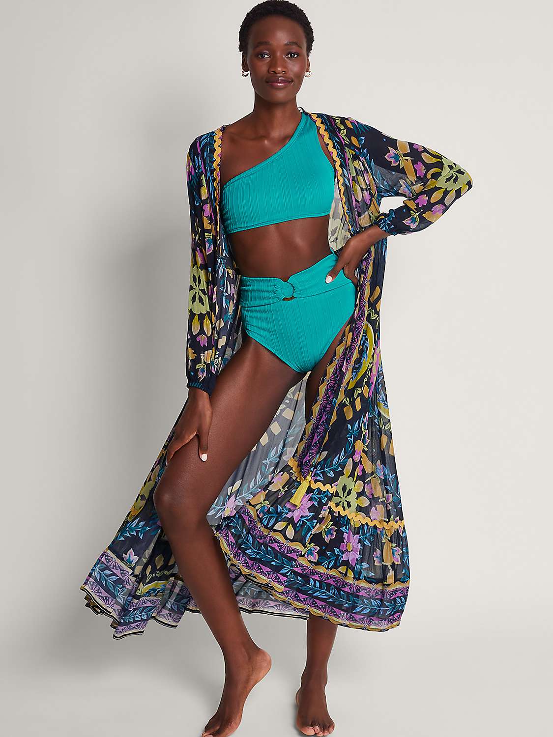 Buy Monsoon Tori Textured Bandeau Bikini Top, Turquoise Online at johnlewis.com