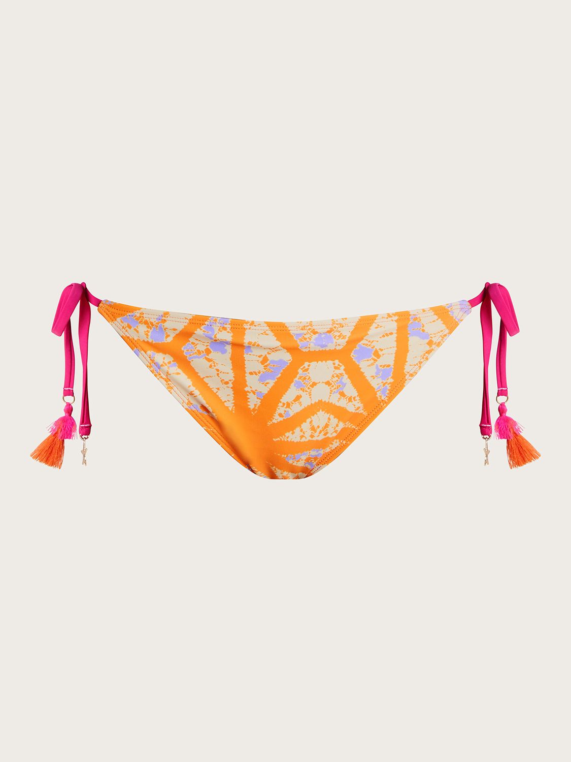 Monsoon Santiago Tie Side Bikini Bottoms, Orange, 8