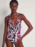 Monsoon Avelle Print Halterneck Swimsuit, Multi