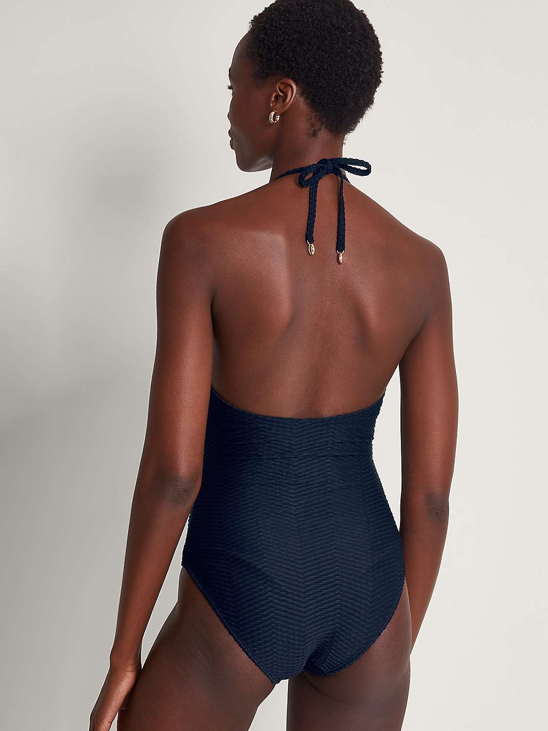 Buy Monsoon Una Halterneck Textured Swimsuit, Black Online at johnlewis.com
