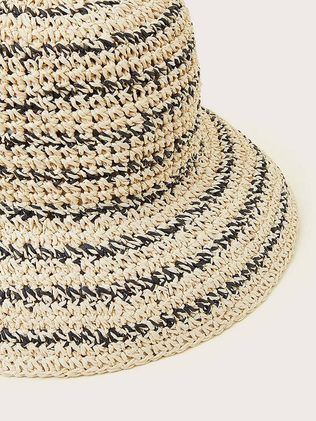 Monsoon Crochet Summer Hat, Natural/Black