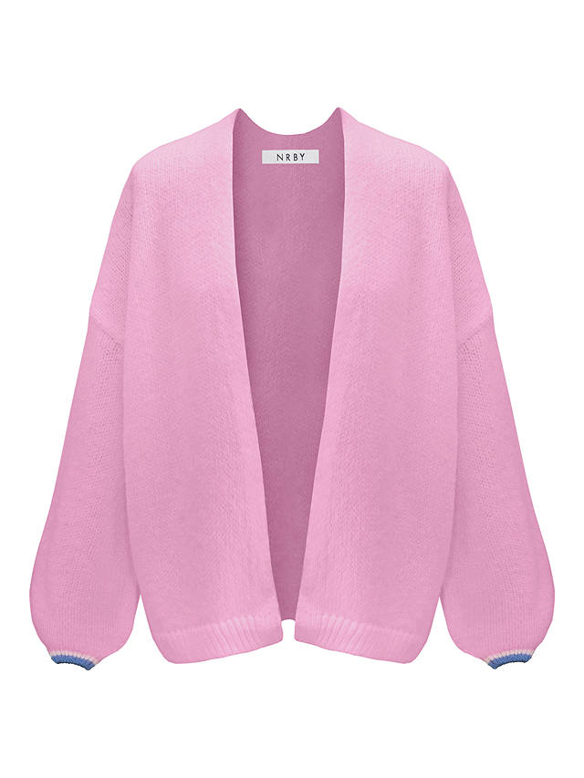 NRBY Misha Alpaca Wool Blend Tipped Cardigan, Pink