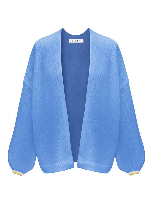 NRBY Misha Alpaca Wool Blend Tipped Cardigan, Provence Blue