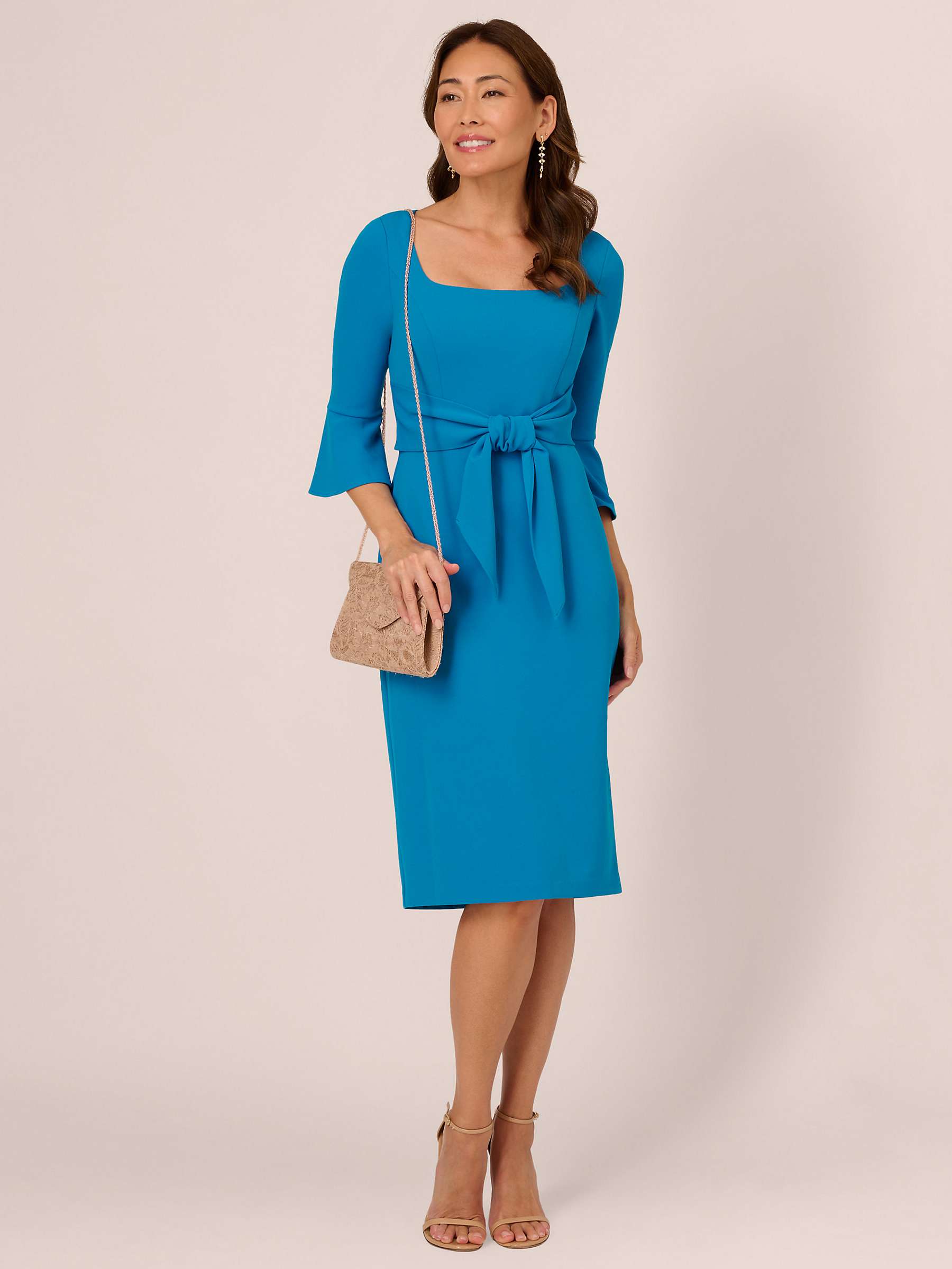 Buy Adrianna Papell Bell Sleeve Tie Front Dress, Deep Cerulean Online at johnlewis.com