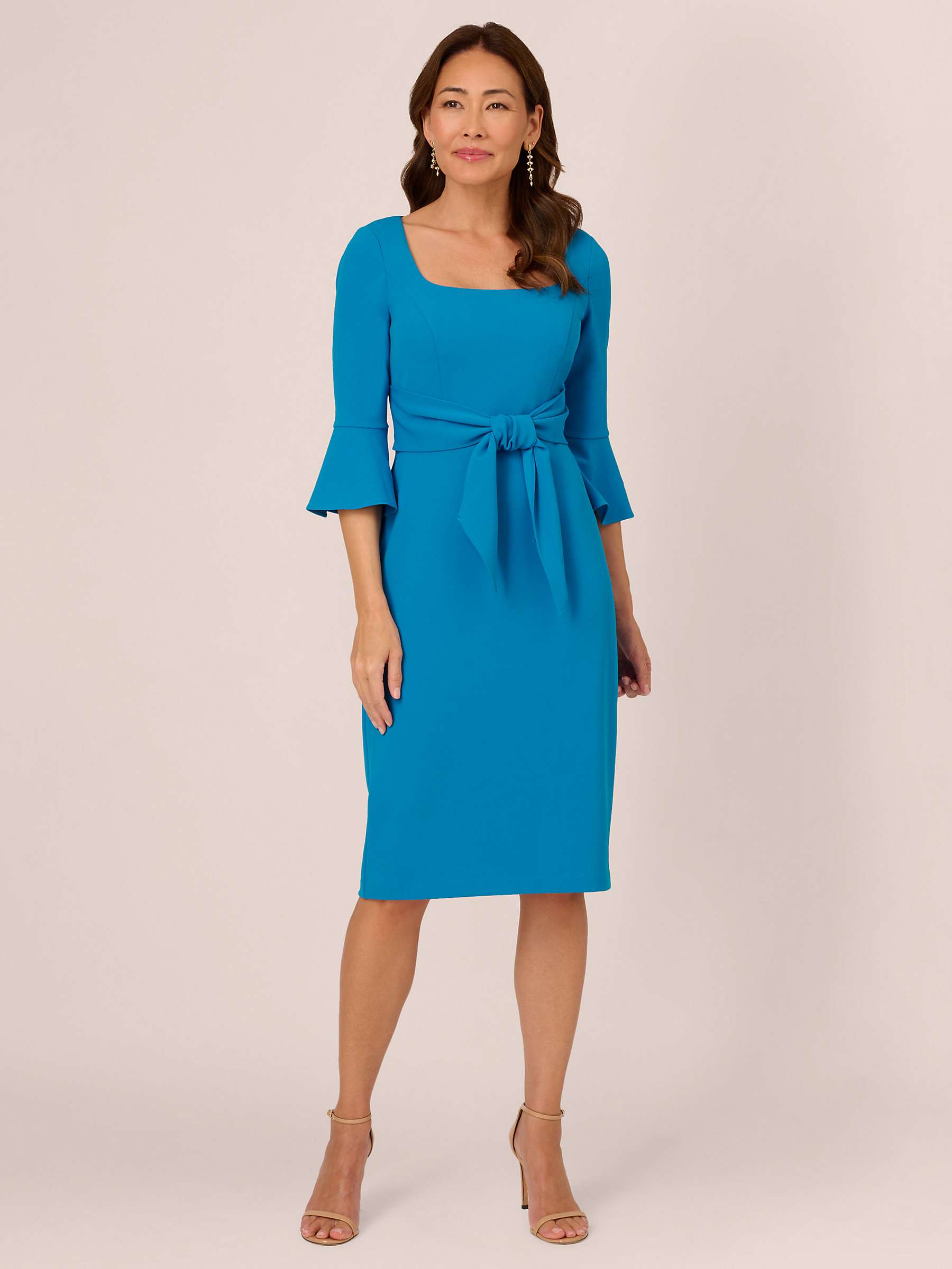 Buy Adrianna Papell Bell Sleeve Tie Front Dress, Deep Cerulean Online at johnlewis.com