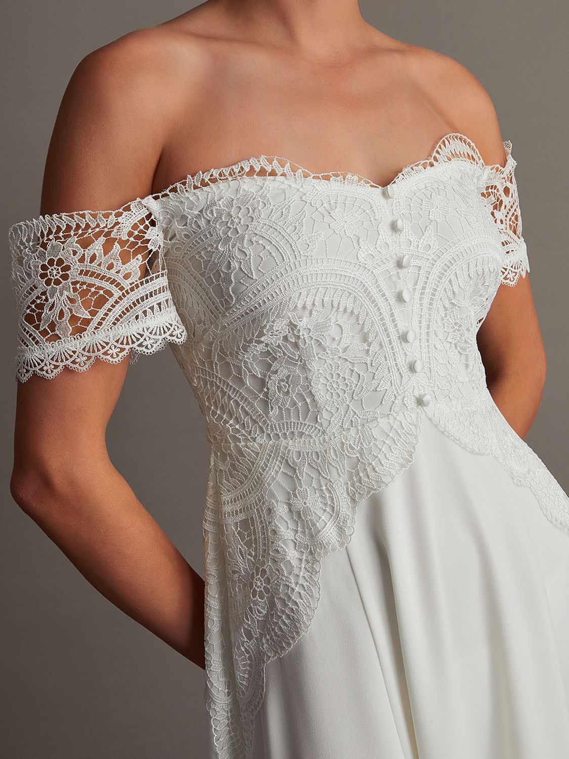 Buy Monsoon Maddie Lace Bardot Maxi Dress, Ivory Online at johnlewis.com