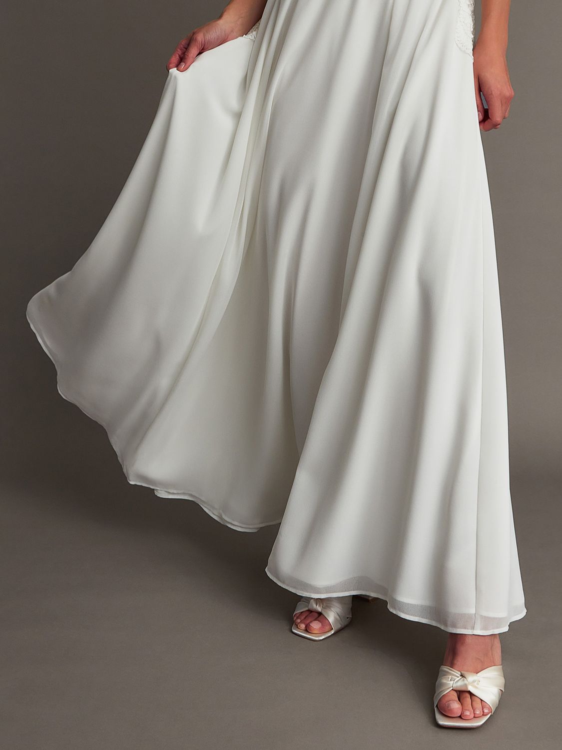 Monsoon Maddie Lace Bardot Maxi Dress, Ivory, 6