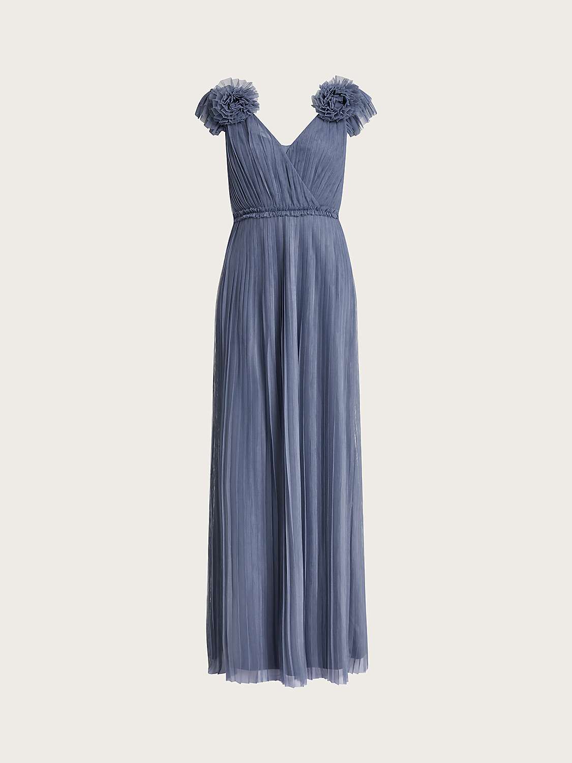Monsoon Wendy Pleated Maxi Dress, Blue at John Lewis & Partners