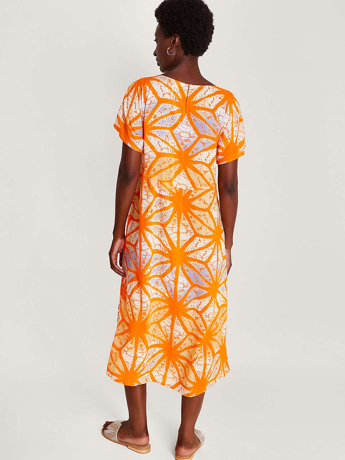 Buy Monsoon Santiago Geometric Print Sun Dress, Orange Online at johnlewis.com