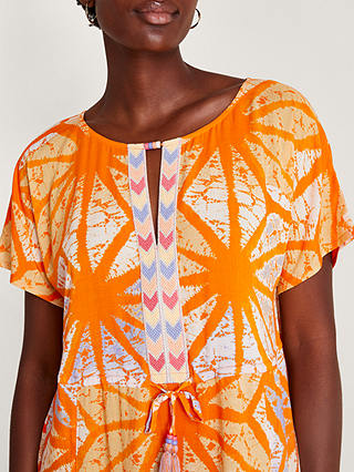 Monsoon Santiago Geometric Print Sun Dress, Orange
