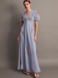 Monsoon Kendra Embelished Maxi Dress, Blue