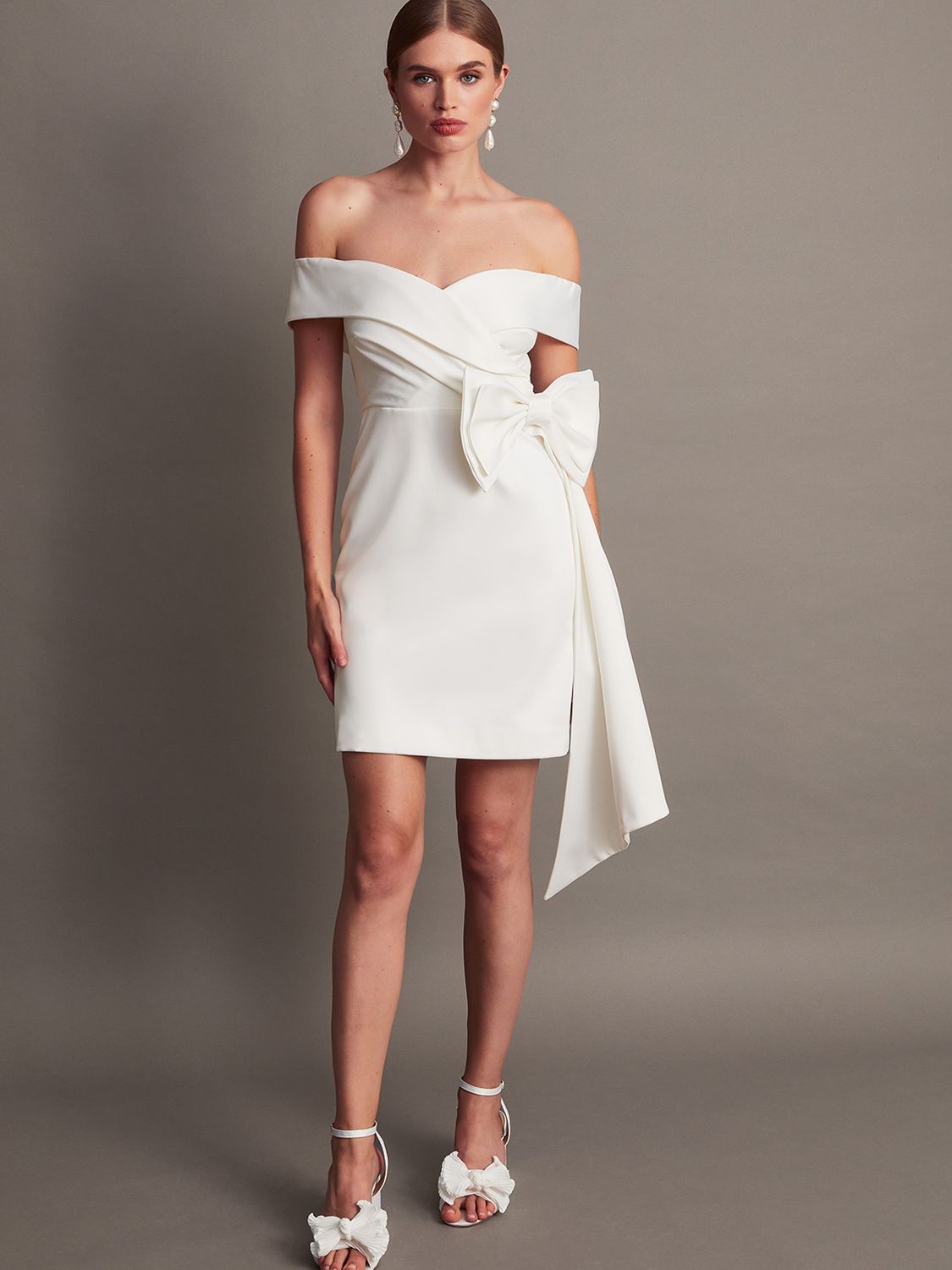 Monsoon Enrique Mini Wedding Dress, Ivory at John Lewis & Partners