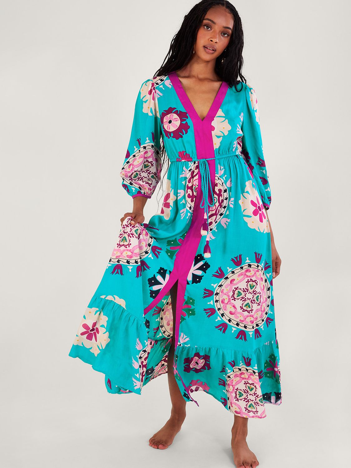 Floral Print Tunic Dress in LENZING™ ECOVERO™ Green