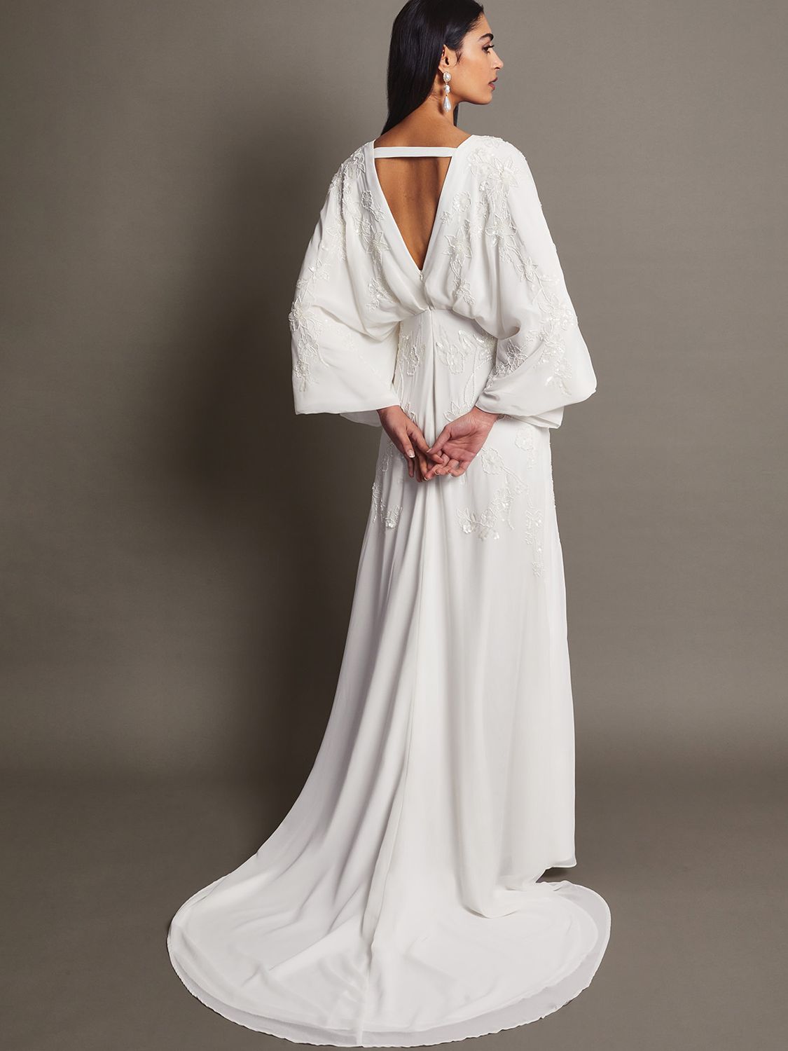 Monsoon Camilla Embroided Wedding Dress, Ivory at John Lewis & Partners