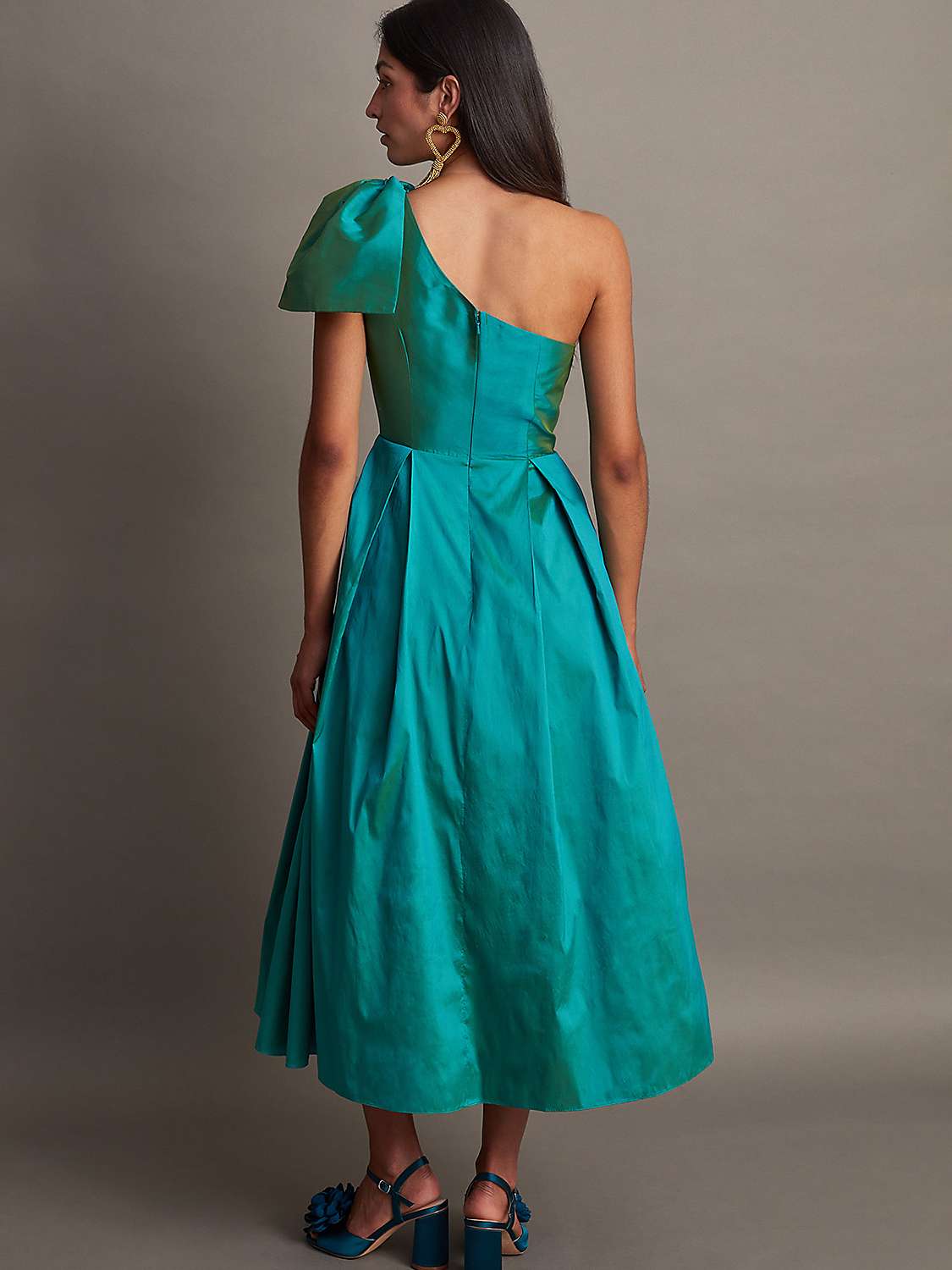 Buy Monsoon Bliss Bow Asymmetric Dress, Green Online at johnlewis.com