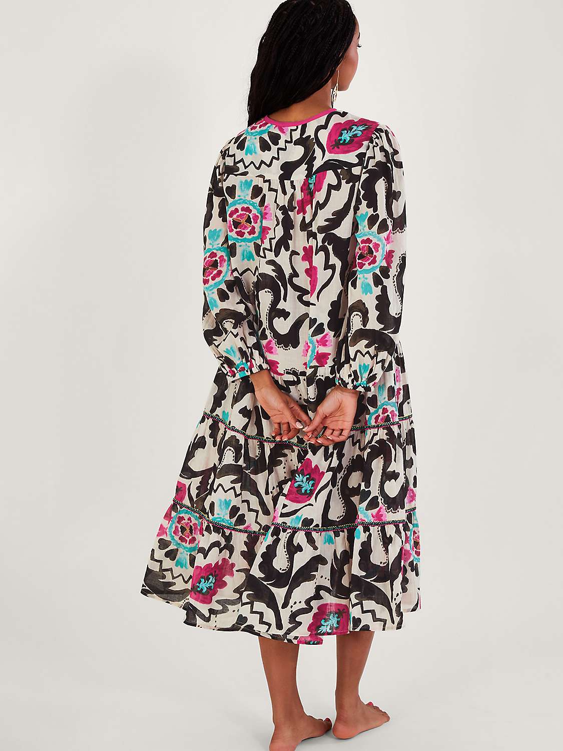 Buy Monsoon Avelle Printed Kaftan Dress, Black/Multi Online at johnlewis.com