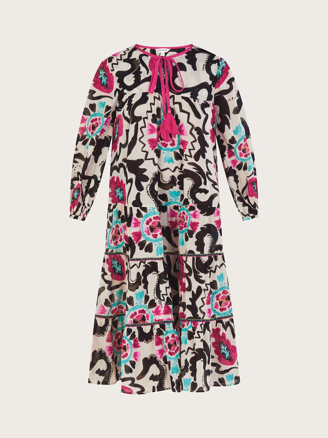 Buy Monsoon Avelle Printed Kaftan Dress, Black/Multi Online at johnlewis.com
