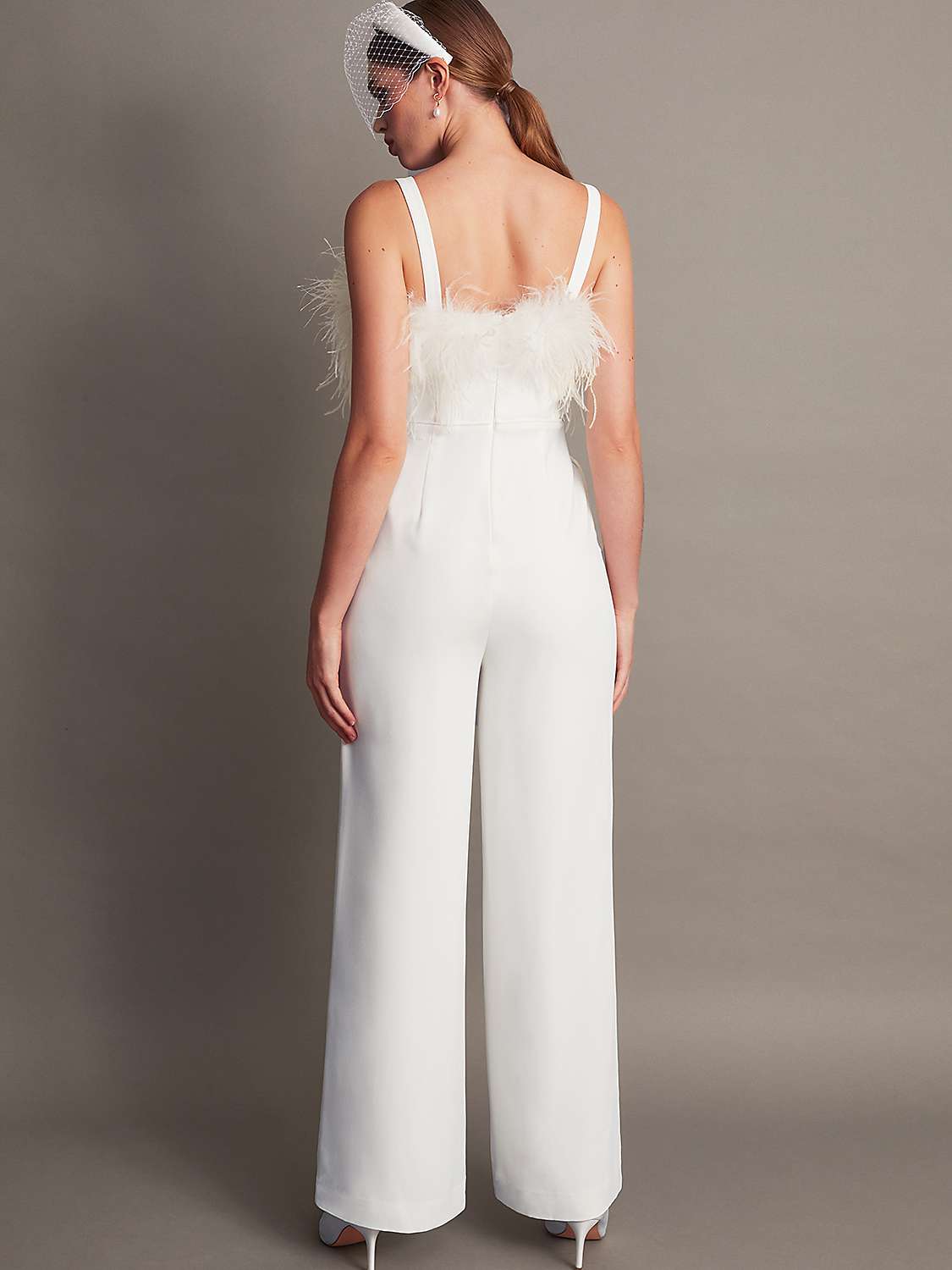 Buy Monsoon Diane Feather Bridal Jumpsuit, Ivory Online at johnlewis.com