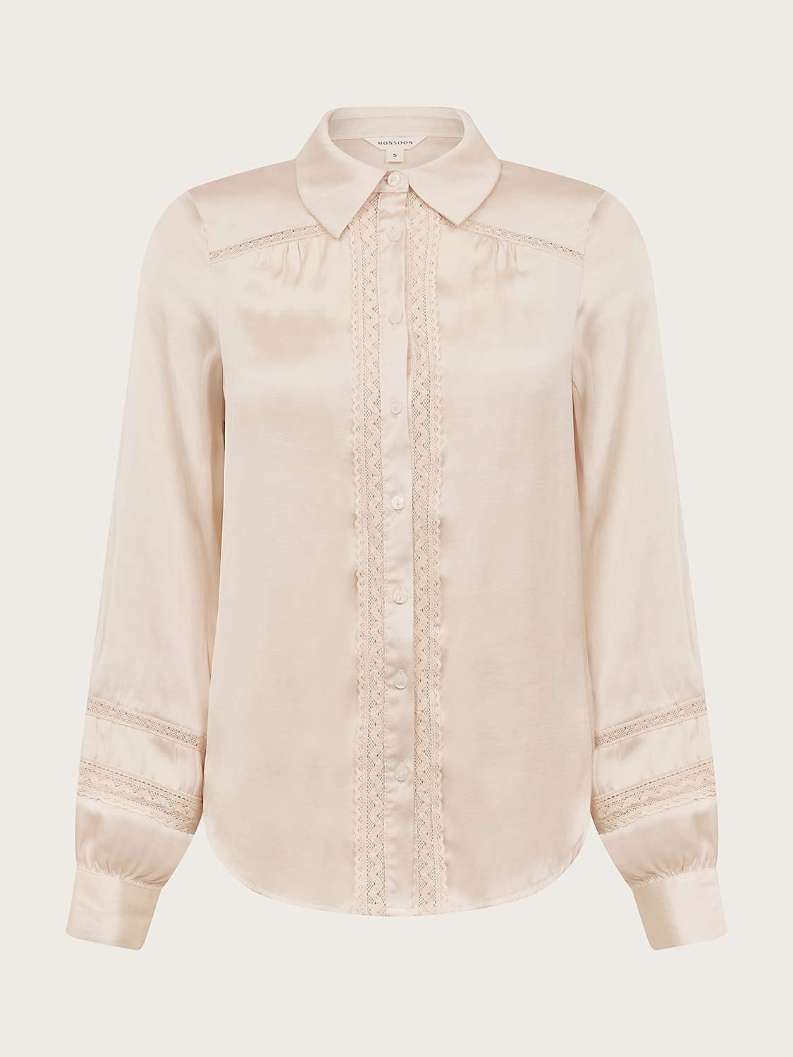 Buy Monsoon Alma Satin lace Shirt, Ivory Online at johnlewis.com