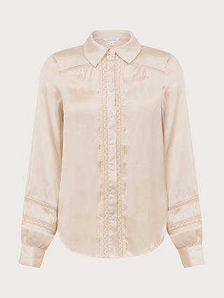 Monsoon Alma Satin lace Shirt, Ivory