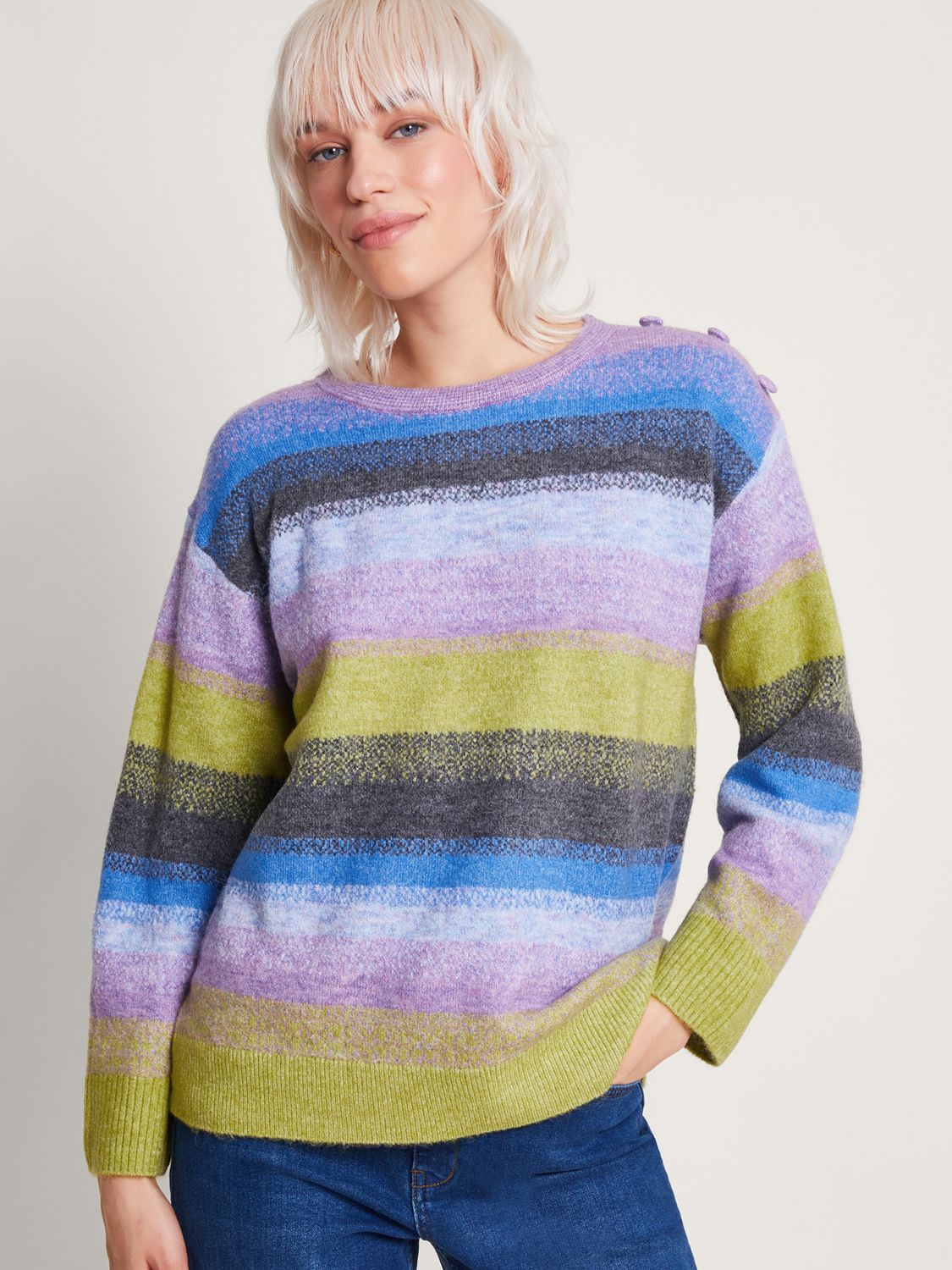 Monsoon Sasha Stripe Jumper, Multi