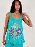 Monsoon Bonita Embroidered Camisole Top, Turquoise