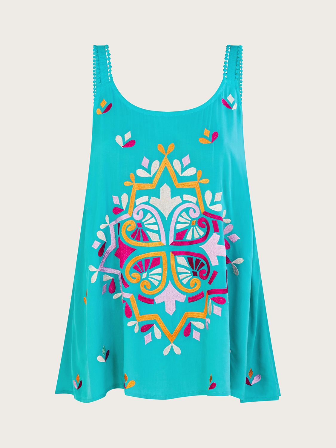 Buy Monsoon Bonita Embroidered Camisole Top, Turquoise Online at johnlewis.com