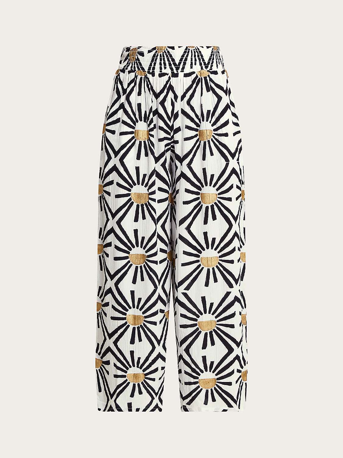 Buy Monsoon Zamora Geometric Sun Print Cropped Trousers, White/Multi Online at johnlewis.com