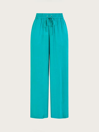 Monsoon Vicki Linen Blend Wide Leg Trousers, Turquoise