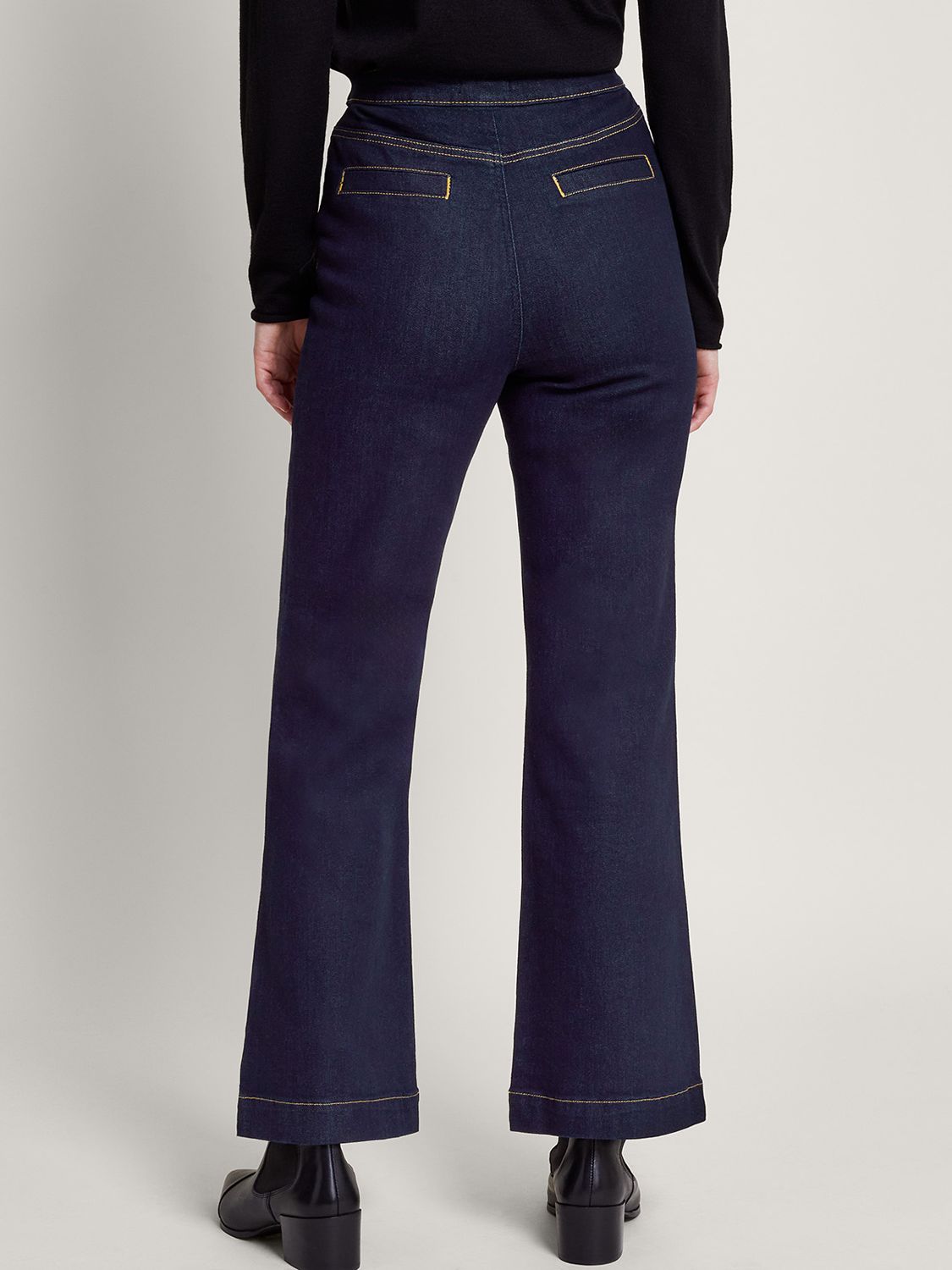 Monsoon Rose Button Bootcut Jeans, Indigo at John Lewis & Partners