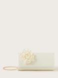 Monsoon Petal Corsage Clutch Bag, Ivory