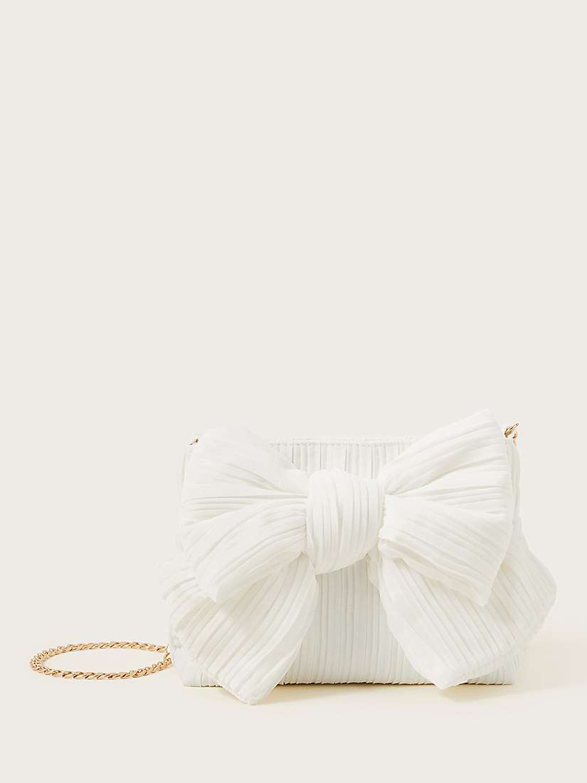 Buy Monsoon Pleated Bow Bag, Ivory Online at johnlewis.com