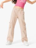 Roxy Kids' Precious High Waist Drawcord Cargo Trousers, Warm Taupe