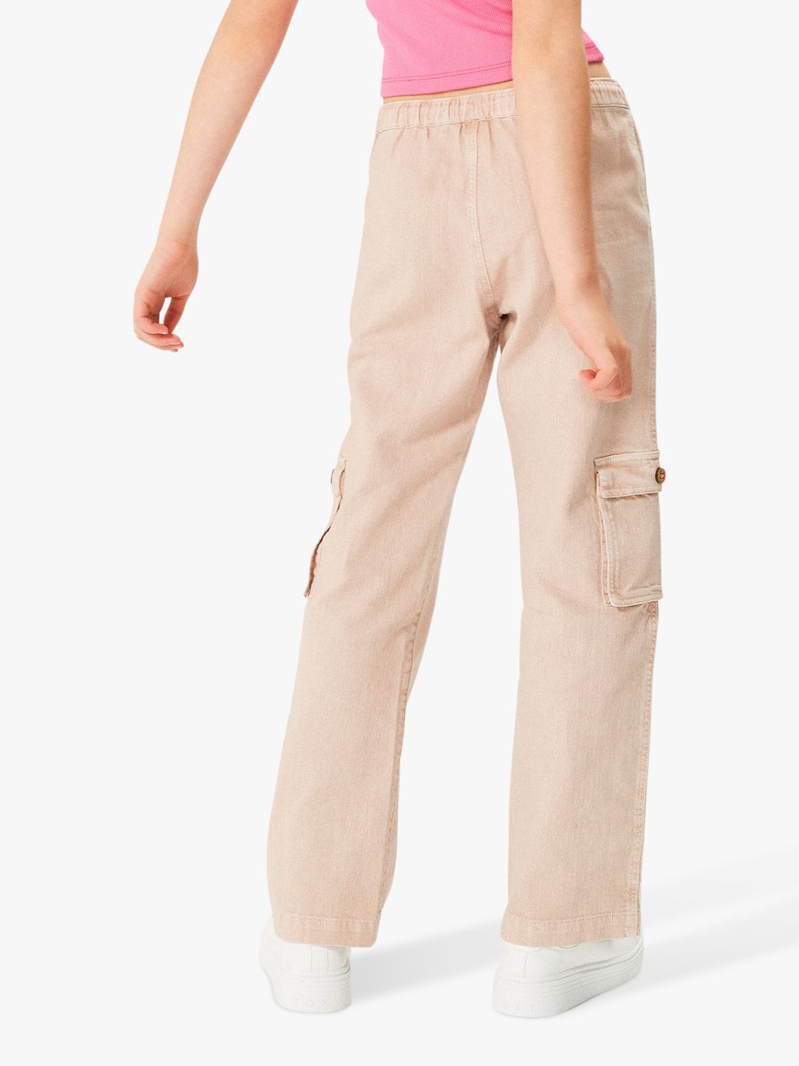 Buy Roxy Kids' Precious High Waist Drawcord Cargo Trousers, Warm Taupe Online at johnlewis.com