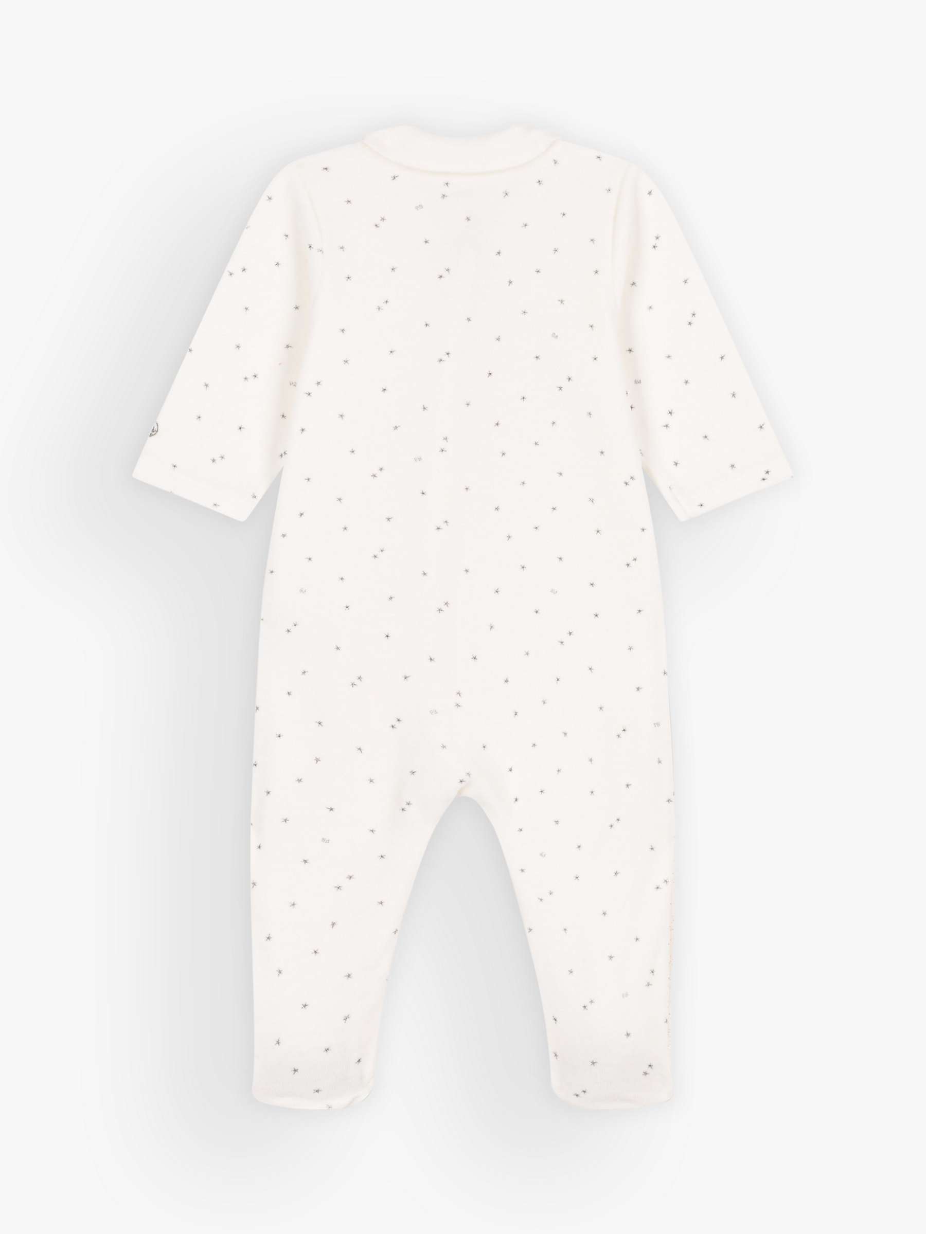 Buy Petit Bateau Baby Starry Velour Sleepsuit, Marshmallow/Gris Online at johnlewis.com