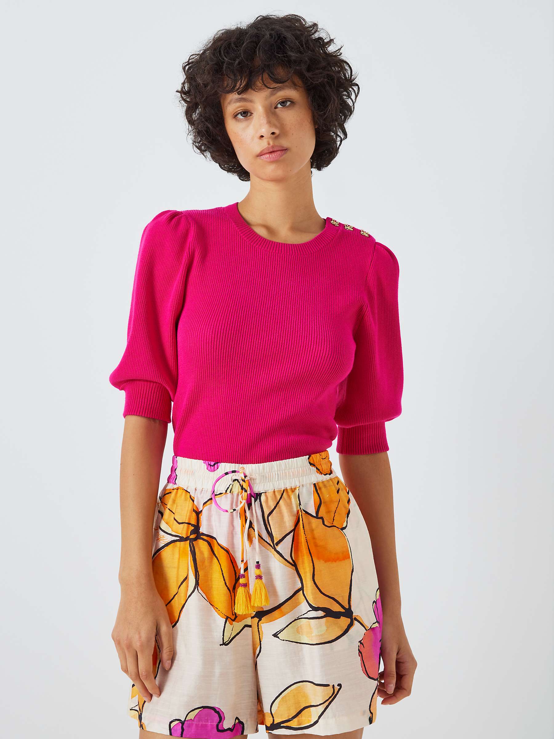 Buy Fabienne Chapot Lillian Short Sleeve Jumper, Hot Pink Online at johnlewis.com