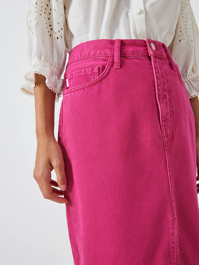 Fabienne Chapot Carlyne Denim Midi Skirt, Hot Pink