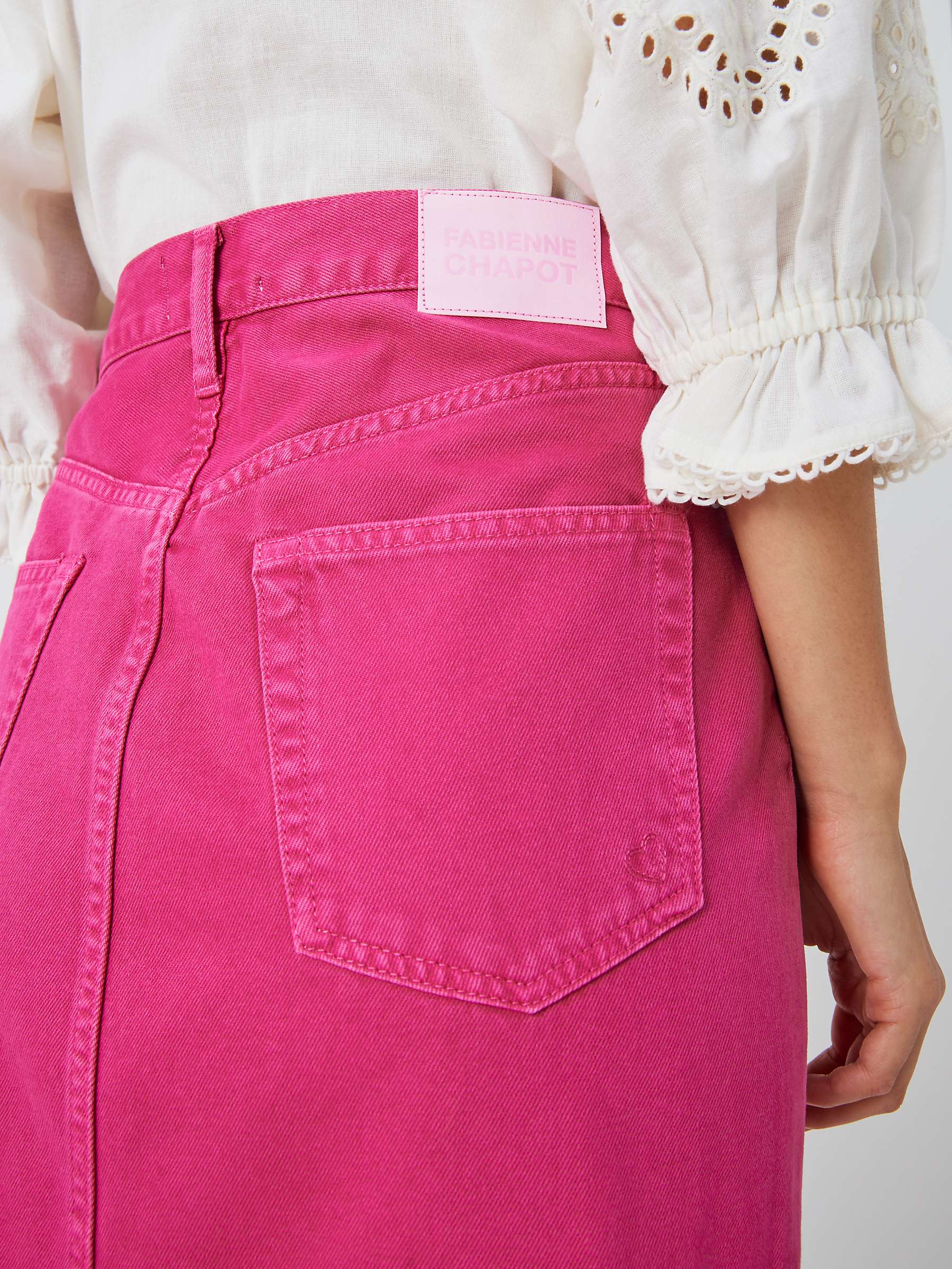 Buy Fabienne Chapot Carlyne Denim Midi Skirt, Hot Pink Online at johnlewis.com