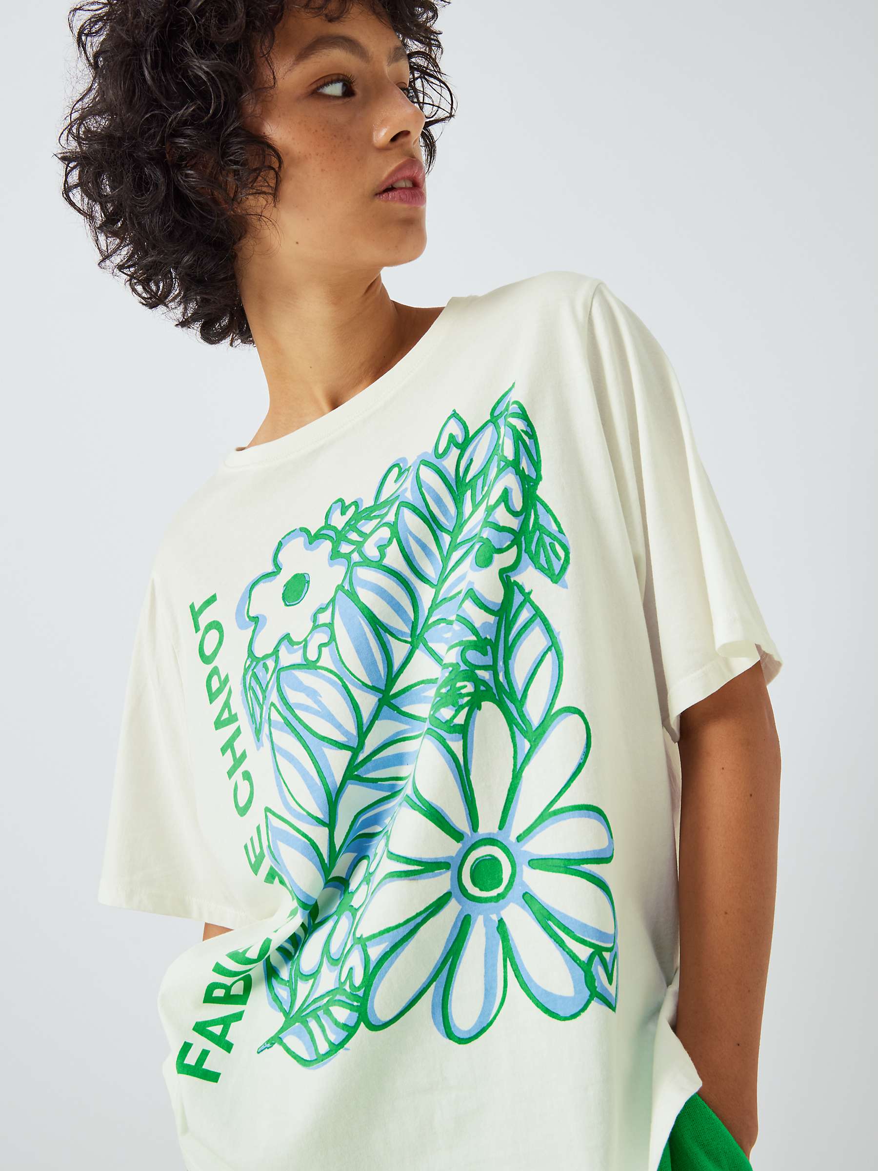 Buy Fabienne Chapot Fay Bloom T-Shirt, Cream White/Green Online at johnlewis.com
